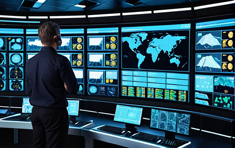 **A futuristic network control room:** Depict a modern, brightly lit control room filled with large screens displaying network traffic visualizations, automated system alerts, and technicians monitoring the network with AI assistance. Emphasize the use of automation and cloud technologies for efficient network management.