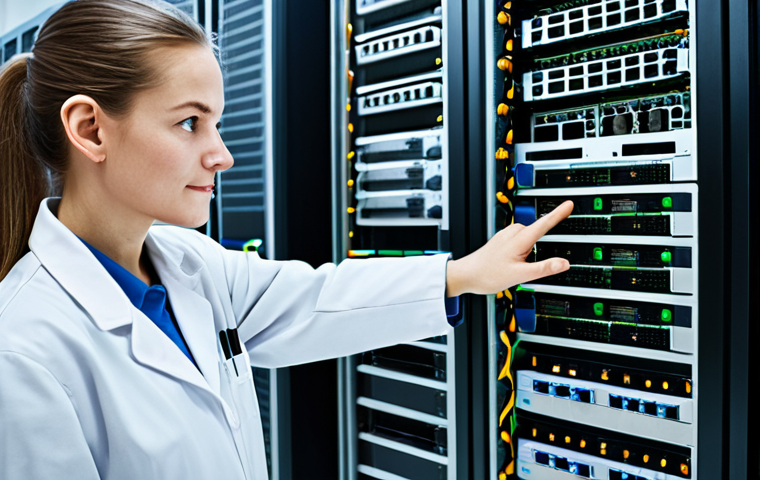 **
"A professional engineer in a fully clothed lab coat, working on a complex network server in a brightly lit data center. Appropriate attire, safe for work, perfect anatomy, correct proportions, natural pose, well-formed hands, proper finger count, high resolution, detailed background, family-friendly, professional."
**