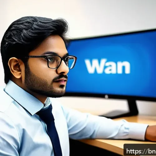 네트워크관리사 취득 후 대기업 취업 성공 사례 - A professional Bengali man in his late 20s, wearing business casual attire and glasses, sitting at a...
